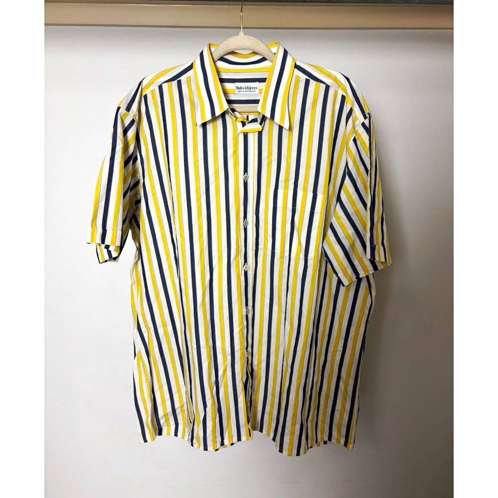 Bullock & Jones Made in Switzerland Mens XL Striped Short Sleeve Button Up Shirt